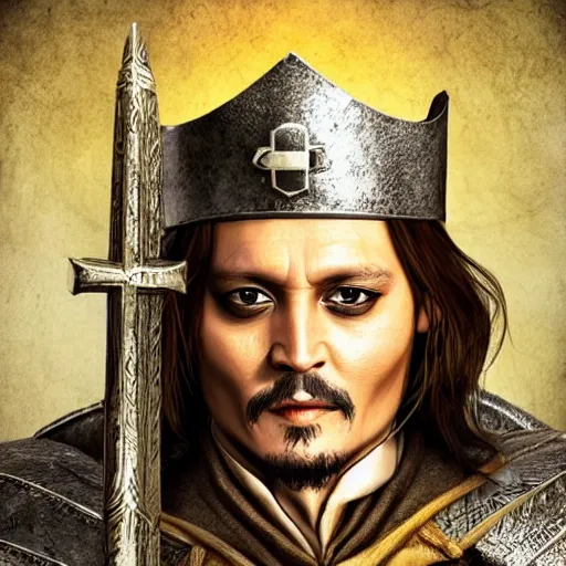 Image similar to Johnny Depp as a Crusader Kings 3 character