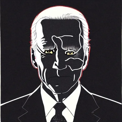 Image similar to Joe Biden looking sinister, by Tsutomu Nihei, highly detailed