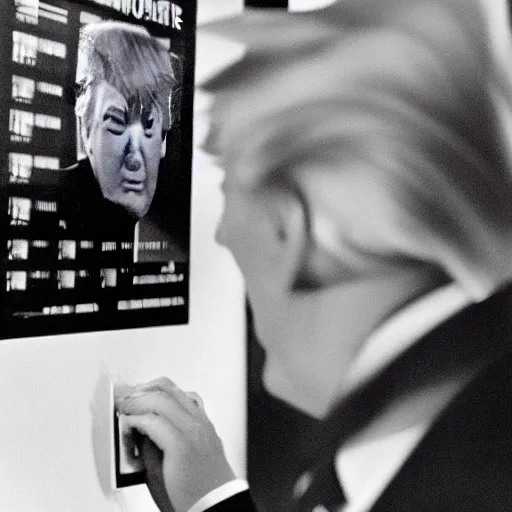 Image similar to cctv footage of donald trump using a photocopier
