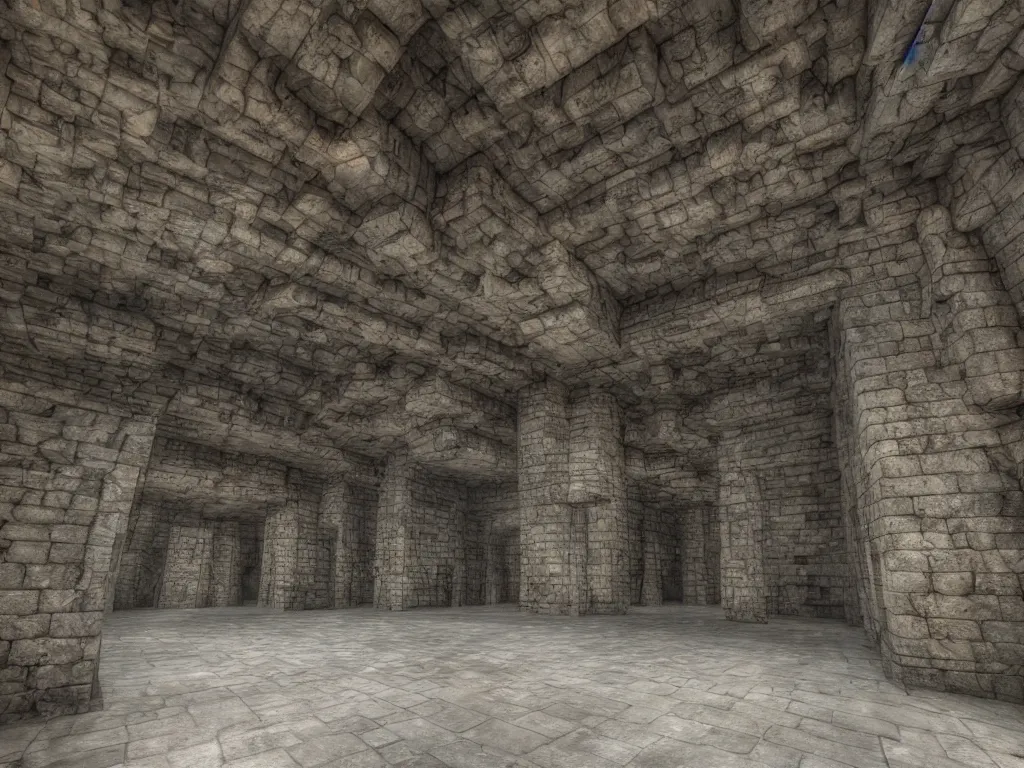 Prompt: interiors of dwarven fortress, monumental hall of armory