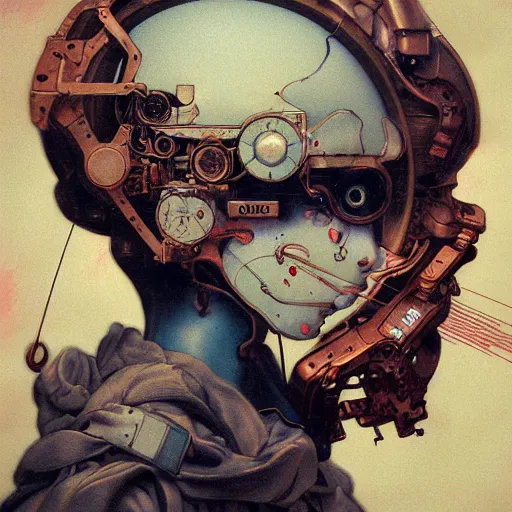 Prompt: machine portrait soft light painted by james jean and katsuhiro otomo and erik jones, inspired by victorian anime, smooth face feature, intricate oil painting, high detail illustration, sharp high detail, manga and anime 1 9 9 9