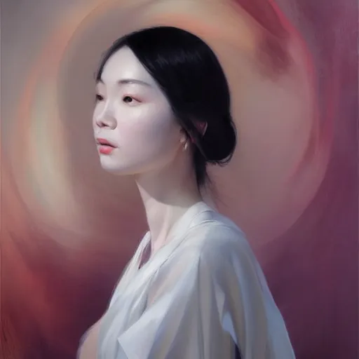 Prompt: yanjun cheng portrait of a beautiful vietnamese woman, intricate, detailed, symmetric face, by wlop and karol bak and bouguereau and santiago caruso and magali villeneuve