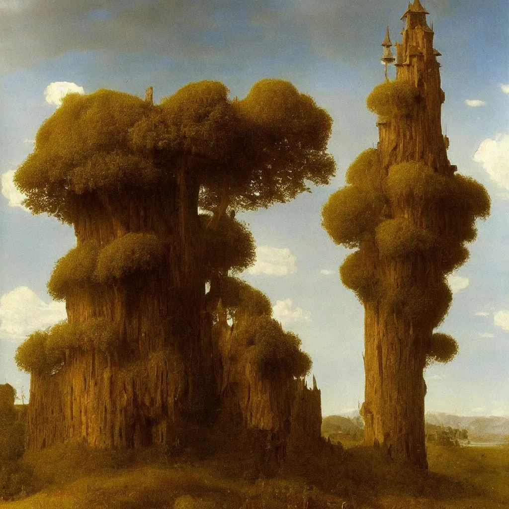 Prompt: a single! colorful!! simple! fungus tower clear empty sky, a high contrast!! ultradetailed photorealistic painting by albert bierstadt, jan van eyck, hard lighting, masterpiece, png