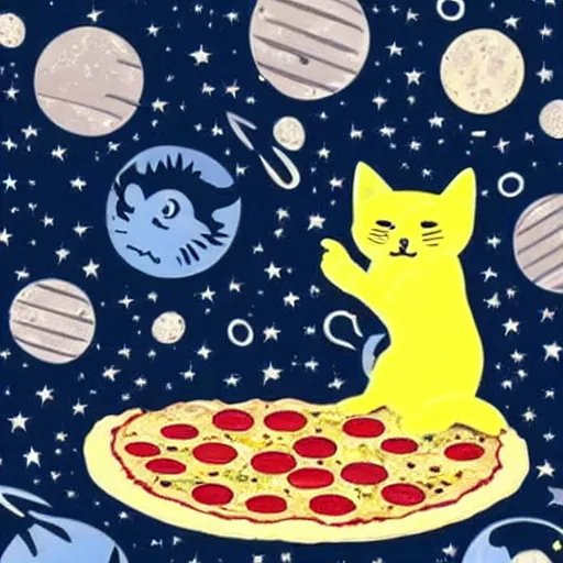 Image similar to space cats on pizza