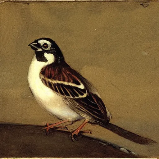 Prompt: a sparrow, by Francisco de Goya and Diego Velazquez, oil on canvas