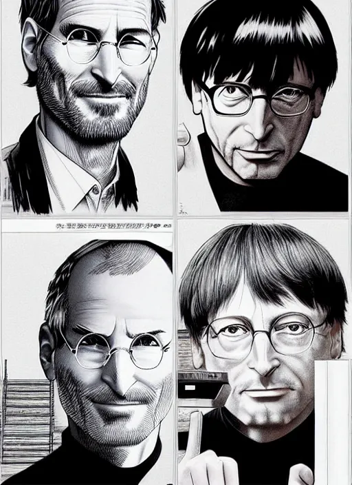 Steve Jobs vs Bill Gates Anime-style [Speed Painting] 