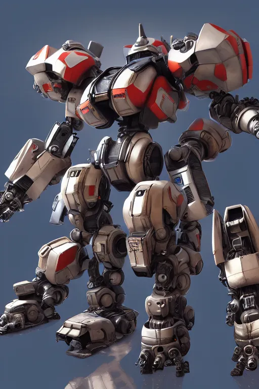 Image similar to mechwarrior 5 : mercenaries mech megaman transformer robot boss tank engine game octane render, 4 k, hd 2 0 2 2 3 d cgi rtx hdr style chrome reflexion glow fanart, global illumination ray tracing hdr fanart arstation by ian pesty by jesper ejsing pixar and disney unreal zbrush central hardmesh