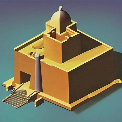 Prompt: isometric architectural art by salvador dali