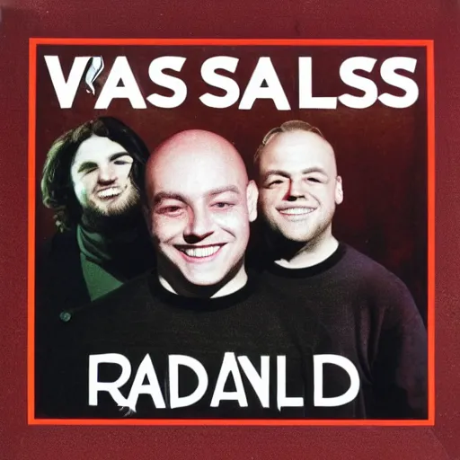 Prompt: Vass Roland style album cover Fake Smiles bangers heavy heat sharp teeth in a big smile high