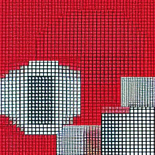 Prompt: chrome spheres on a red cube, pixelate