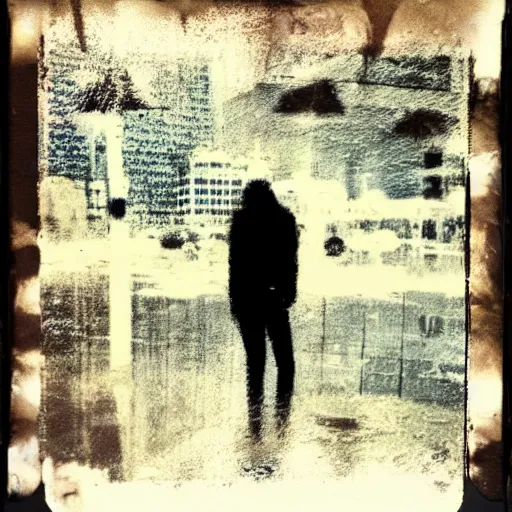 Image similar to mixed media, polaroid, silhouettes, threes, rain, reflection, double exposure, high contrast