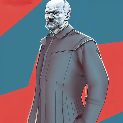 Image similar to cyberpunk vladimir lenin as the leader of a futuristic communist society, cybernetics, sharp lines, digital, artstation, colored in