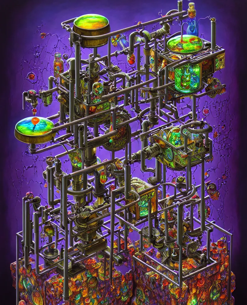 KREA - a photorealistic painting of the transparent glass diamond isometric  nightmare machine by johfra bosschart, lisa frank, dark fantasy art, high  detail, trending on artstation