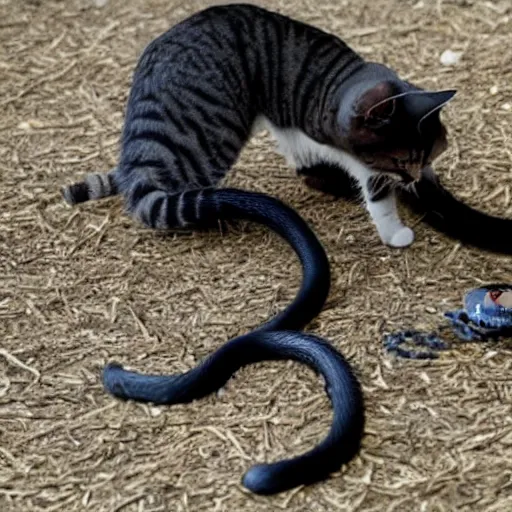 Image similar to cat fighting against snake