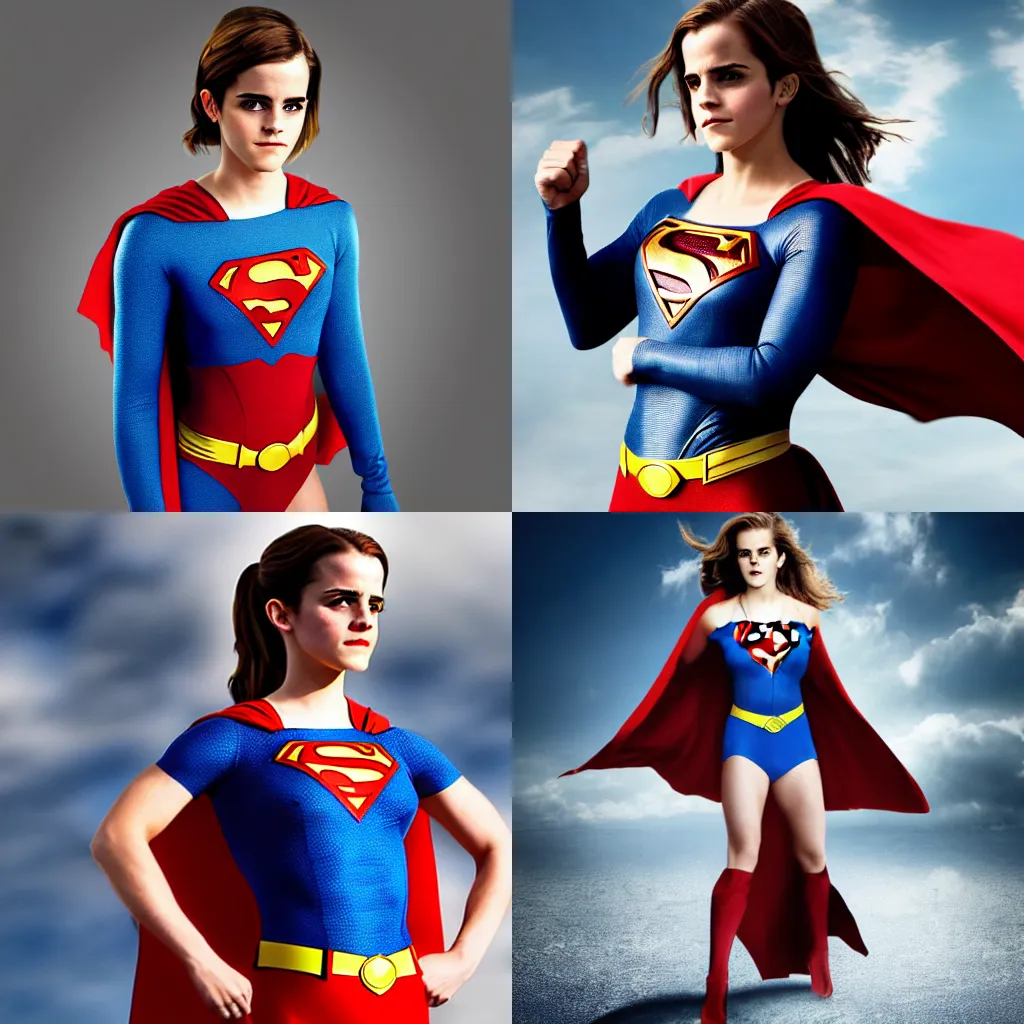 Prompt: emma watson in a superman costume, 4k