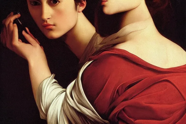 Prompt: beautiful portrait of kira knightley painted by caravaggio