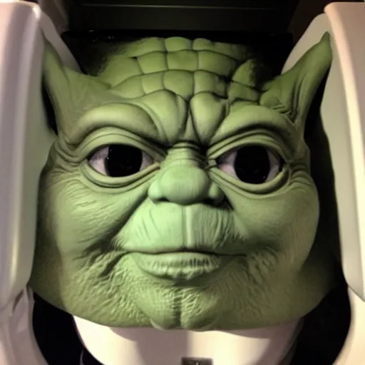 Image similar to toilet with angry facial expression, used by yoda