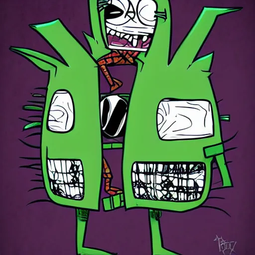 Image similar to Postal Dude in the Invader Zim Art Style, very detailed, extremely detailed, detailed, digital art, trending on artstation