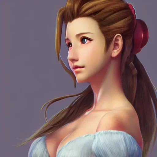 Image similar to aerith gainsborough by nick silva, ja mong, digital, trending artstation