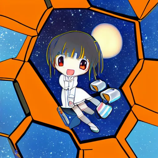 Image similar to cute chibi moe anthropomorphism of james webb space telescope, anime style, jwst, anime, space telescope, anime art