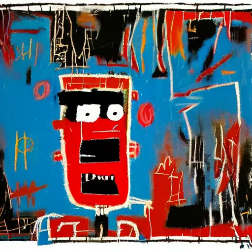 Image similar to crazy mad man screaming, by jean - michel basquiat