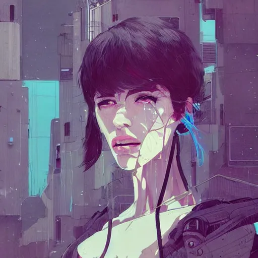 Image similar to a portrait of a character in a scenic environment by conrad roset, hyperdetailed, cyberpunk, cool, cybernetically enhanced, trending on artstation