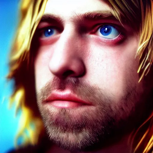 Prompt: colour masterpiece surreal closeup portrait photography of kurt cobain by fandias, deviantart 8 k