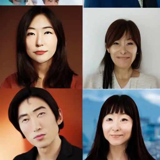 Prompt: face of japanese women and men