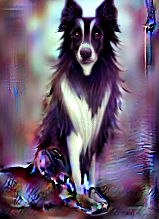 Image similar to wide angle beautiful full body portrait of a cute male anthropomorphic anthro border collie posing in front of a park, character design by charlie bowater, henry asencio, and ross tran, furry art, furaffinity, beautiful, glamor pose, detailed, aesthetic, trending on artstation