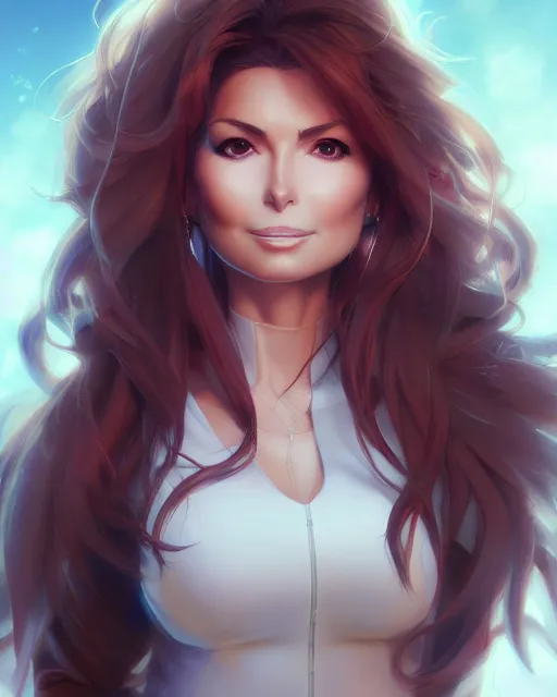 Image similar to anime portrait of Shania Twain by Stanley Artgerm Lau, WLOP, Rossdraws, James Jean, Andrei Riabovitchev, Marc Simonetti, and Sakimichan, trending on artstation