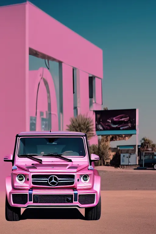mercedes g-class in rose with glitter against a white, Stable Diffusion