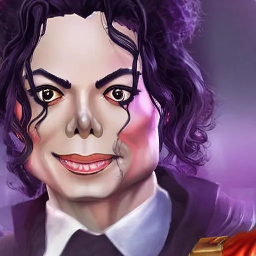 Prompt: michael jackson as a character in the game league of legends, with a background based on the game league of legends, detailed face