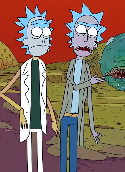 Prompt: Candid photo Rick and Morty in real life, by Annie Lebovitz