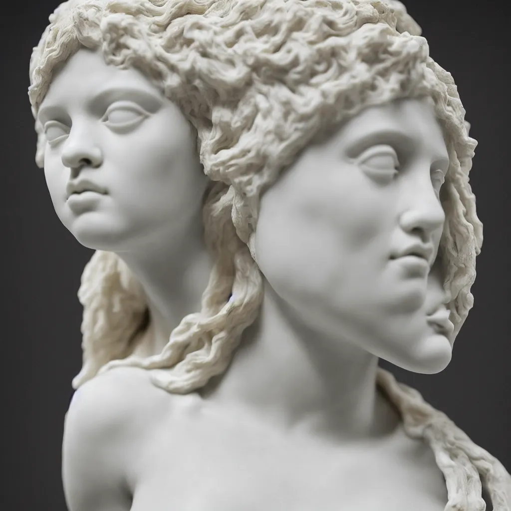 Prompt: portrait of rihanna as an ancient greek sculpture, white marble, ultra realistic, studio photo, 5 0 mm, detailed.