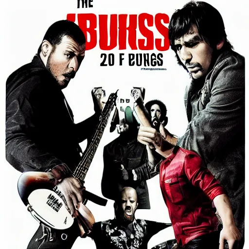 Prompt: “movie poster, the bongos and the furious”