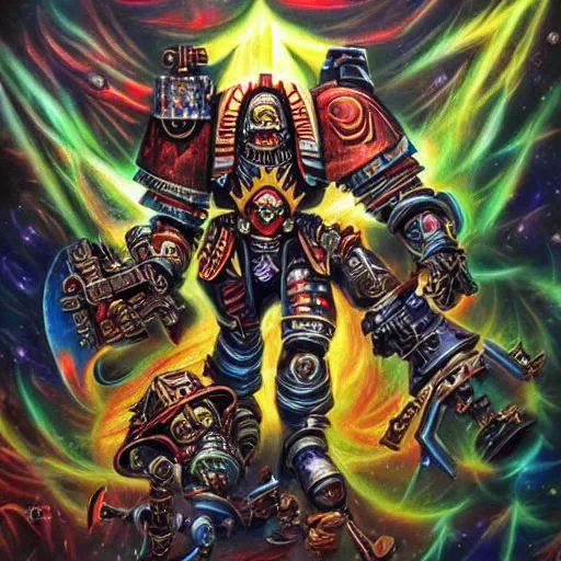 Image similar to warhammer 4 0 k the true meaning of the warp, epic shamanic dmt art, airbrush art