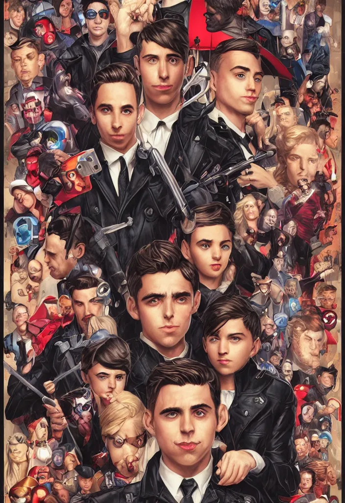 Prompt: umbrella academy Aidan Gallagher portrait, Marvel style, by Tristan Eaton, Stanley Artgerm and Tom Bagshaw.