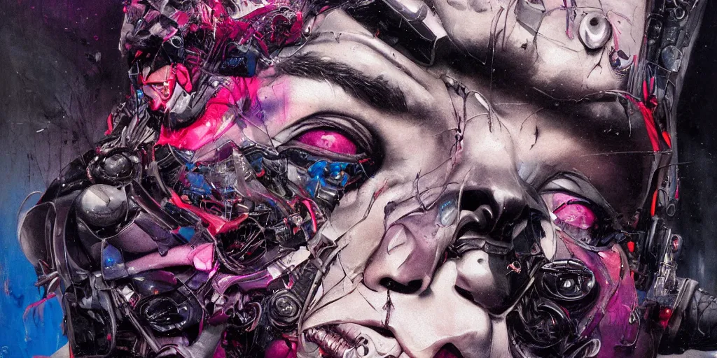 Image similar to dream portrait of Batman, cameras, melting ,8k,by tristan eaton,Stanley Artgermm,Tom Bagshaw,Greg Rutkowski,Carne Griffiths, Ayami Kojima, Beksinski, Giger,trending on DeviantArt,face enhance,hyper detailed,minimalist,cybernetic, android, blade runner,full of colour