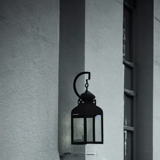 Prompt: lonely old lantern on empty modern street in the day light, photorealistic