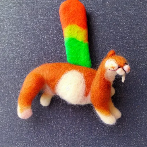 Prompt: Popsicle Tiger, needle felted Art Toy, realistic, high details, 8k