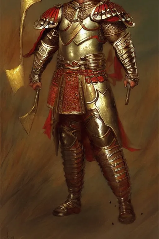 Image similar to attractive beefy male with armor, ancient china, three kingdoms, character design, dynamic lighting, colorful, painting by gaston bussiere, craig mullins, j. c. leyendecker, tom of finland