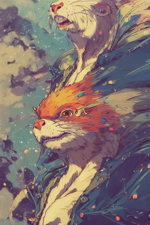 Image similar to maximalist intimidating rodent, trending on pixiv fanbox, painted by makoto shinkai takashi takeuchi studio ghibli, akihiko yoshida, yoshitaka amano, wangechi mutu, clean cel shaded vector art. shutterstock. behance hd by lois van baarle, artgerm, helen huang, rossdraws, illustration