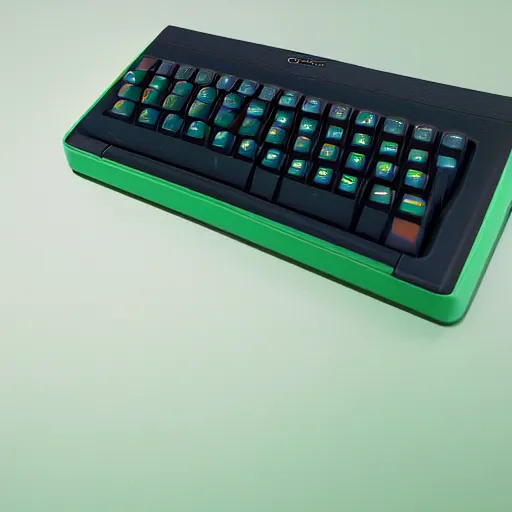 Image similar to commodore 6 4 with datasette and green screen, retro computer, photograph