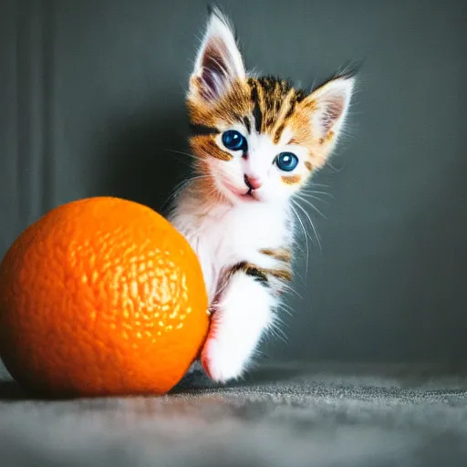 Image similar to cute kitten playing on mobile phone, orange and white