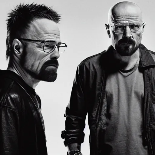 Image similar to photograph of walter white and jesse pinkman as a wwe tag team