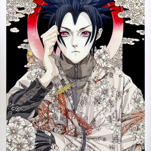 Image similar to prompt: Portrait painted in Naruto Shipudden style drawn by Vania Zouravliov and Takato Yamamoto, inspired by Fables, intricate acrylic gouache painting, high detail, sharp high detail, manga and anime 2000