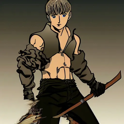 Prompt: Ryan Gosling as character from Berserk manga