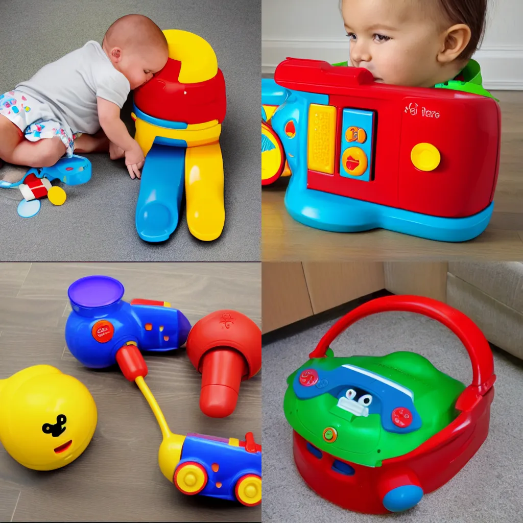 Prompt: fisher price nuke, product photo