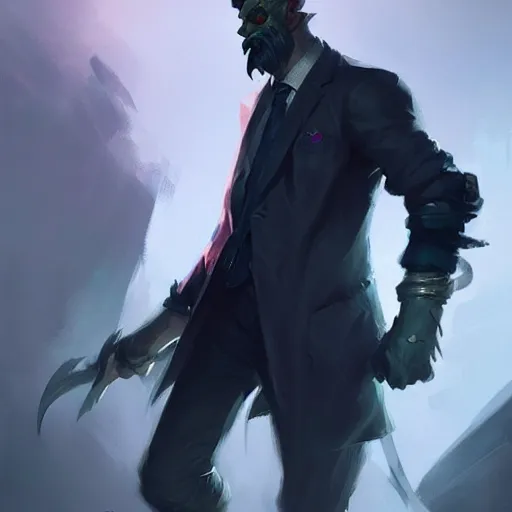 Prompt: concept art of league of legends gentleman from hell, greg rutkowski, trending on artstation, highly detailed, ambient lighting, photorealistic