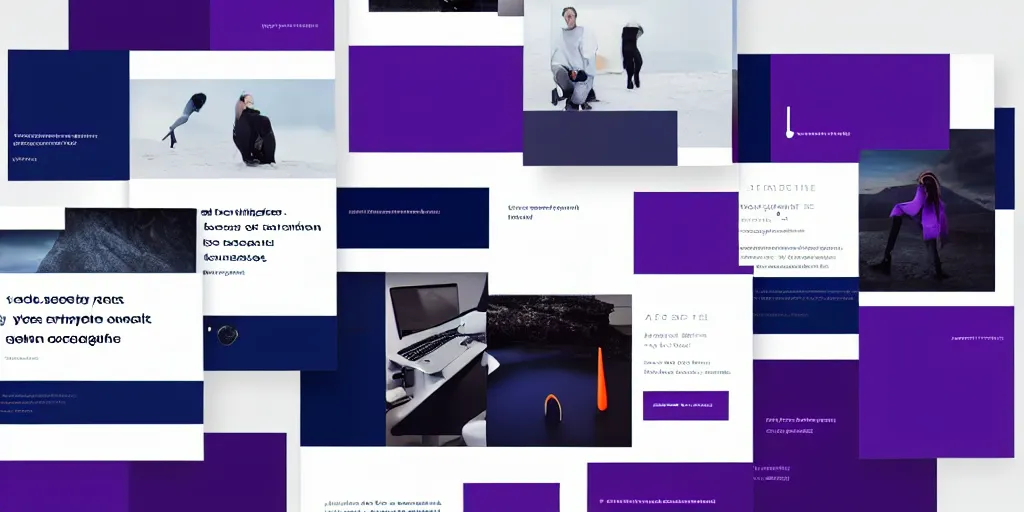 Prompt: minimalist website design, technology themed, blue tones, white tones, black tones, purple and orange gradients